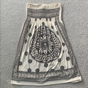 White and black strapless halter dress